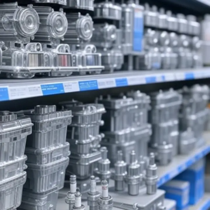 Półka z częściami samochodowymi wysokiej jakości